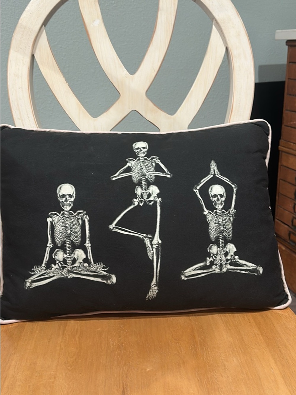 Black Skeleton Yoga Decorative Pillow - Home Holiday